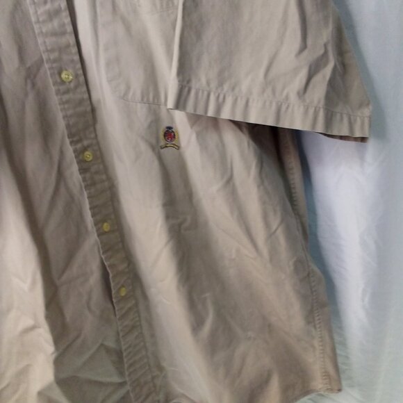 Tommy Hilfiger Shirt Men XL Button Down Short Sleeve Pocket Tan - Picture 6 of 12